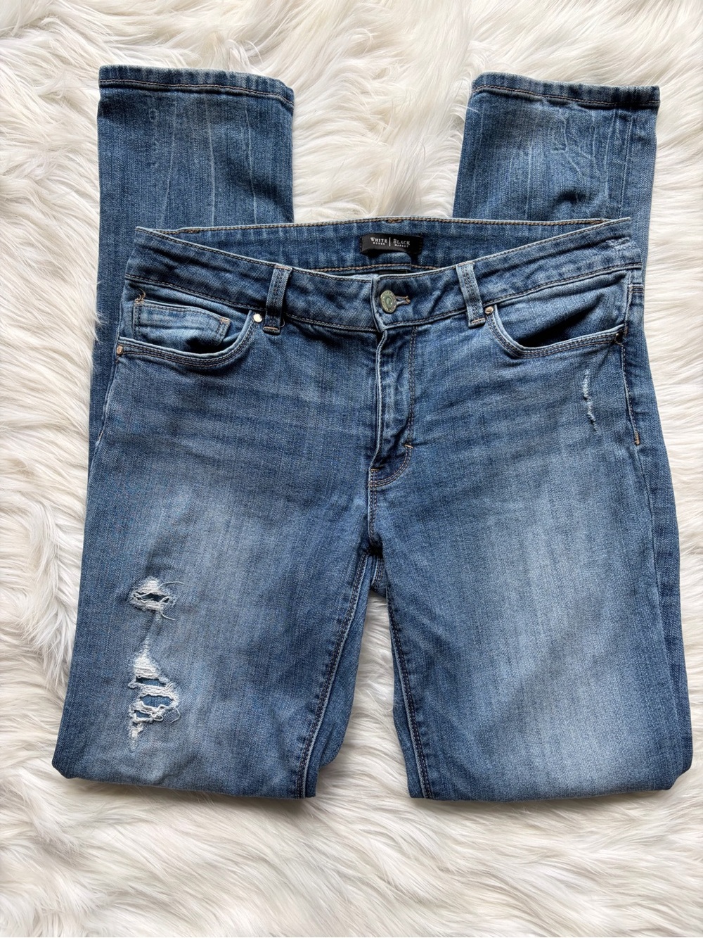 White House Black Market Light Blue Distressed Skinny Jeans